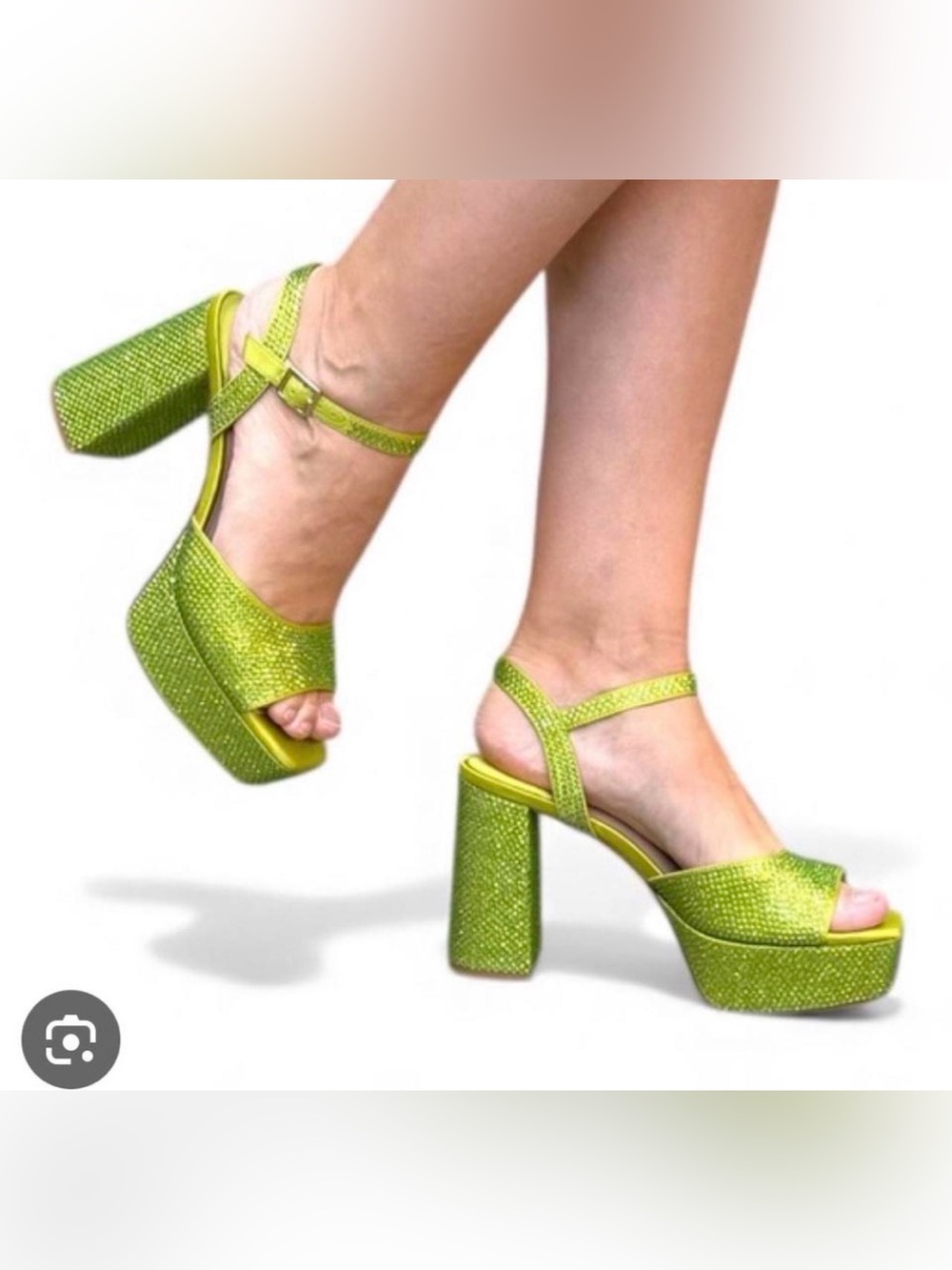 ANTONIO MELANI Neon Green Crystal Platform Sandals NWT SIZE 7.5